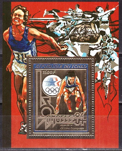 Чад, 1982, Летние Олимпийские игры 1984, Фольга, блок " Прыжки в длину"